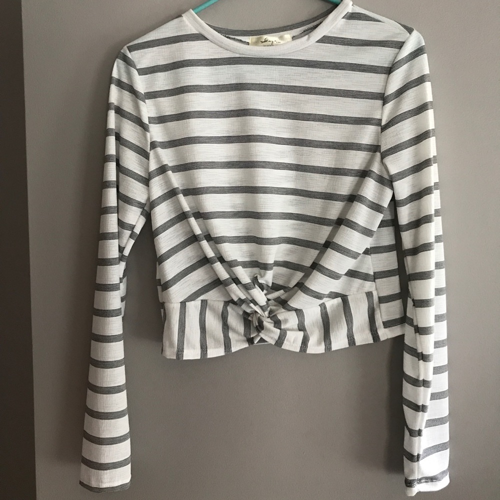 White Striped Cropped Shirt, Never Worn